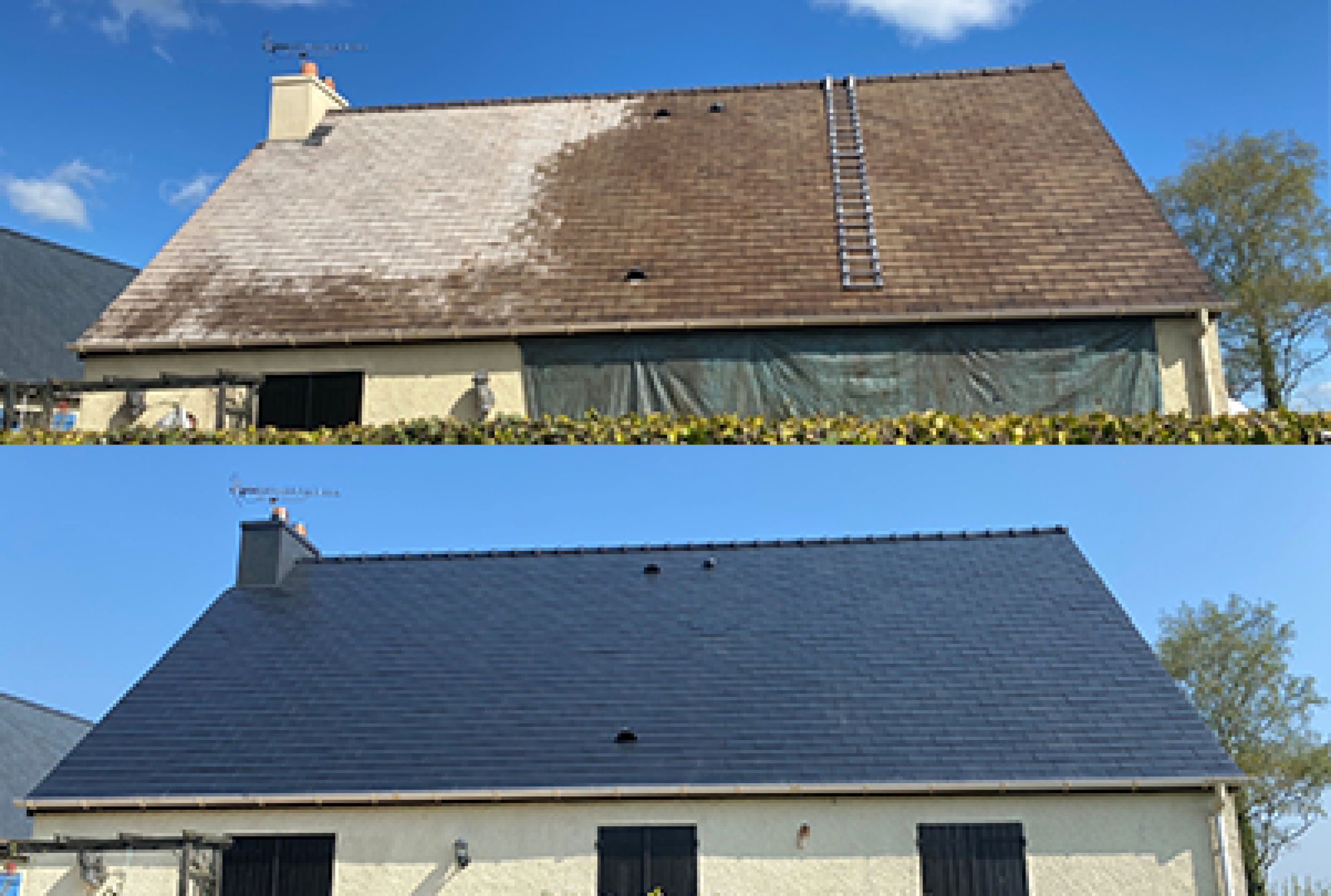 application d’une résine hydrofuge colorée effet Perlan