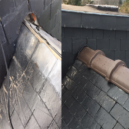 Vérification et réparation du faîtage avec remplacement d’ardoises